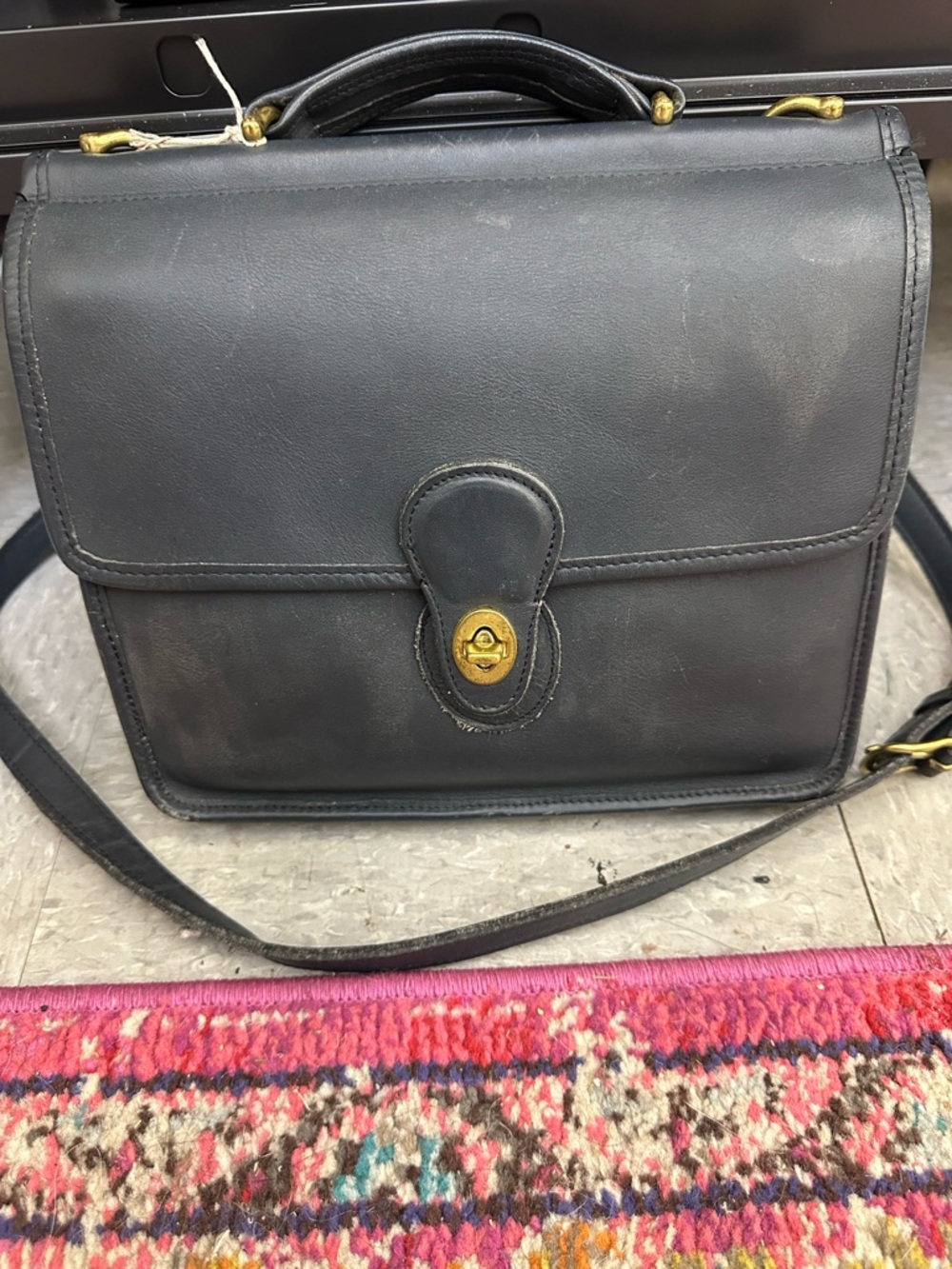 Vintage Coach Willis Bag #9927 Blue Leather Crossbody Briefcase